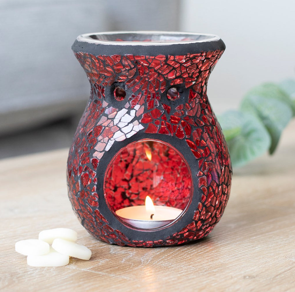 Small red crackle glass burner