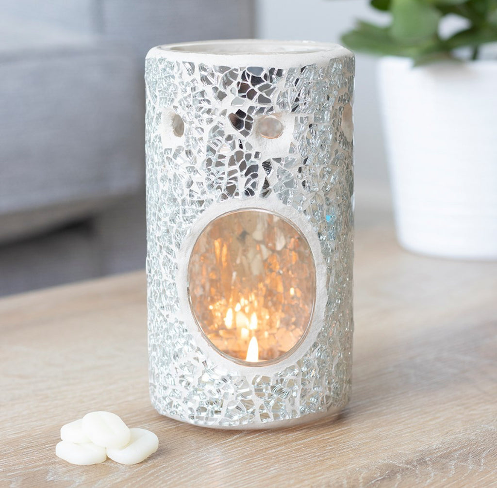 Silver Pillar crackle glass burner