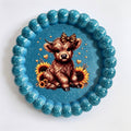 Blue Glitter round Bubble Edge Highland Cow Tray – Handmade Luxury