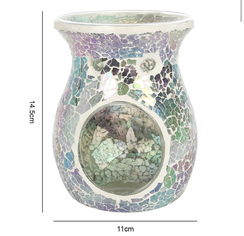 Large light blue iridescent crackle burner