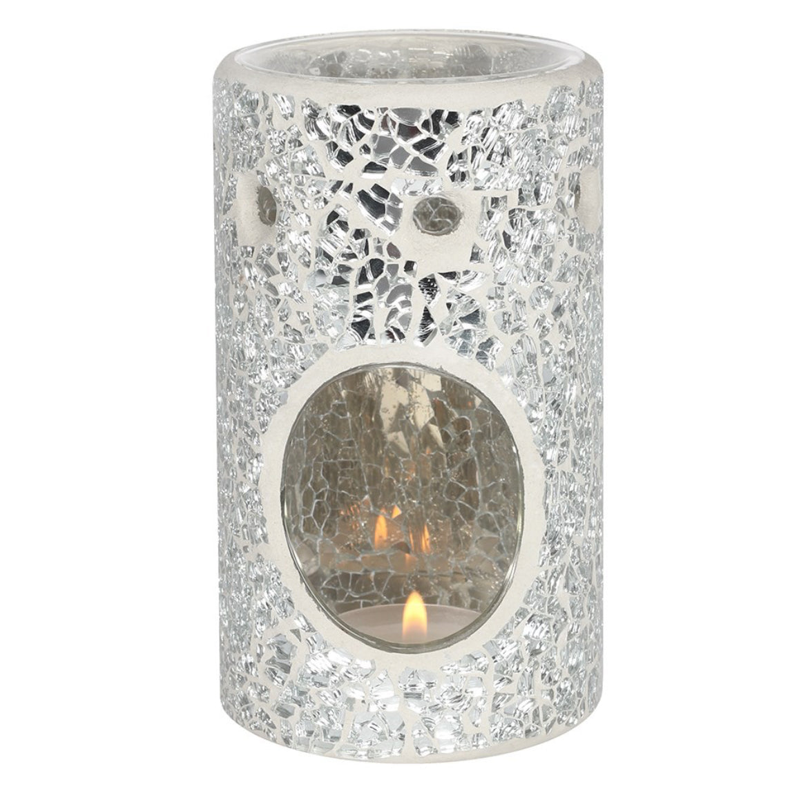 Silver Pillar crackle glass burner