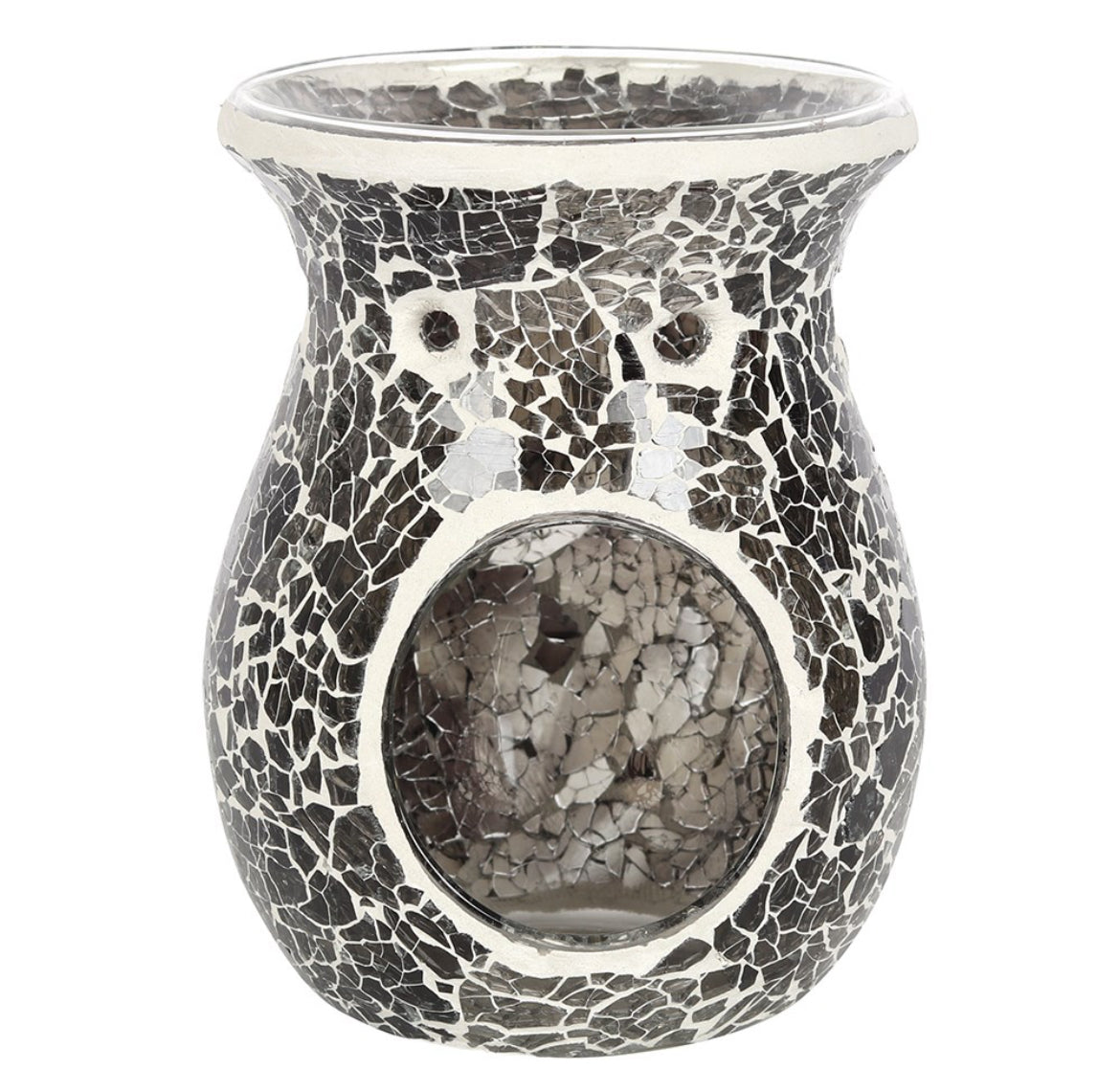 Large gunmetal grey crackle burner