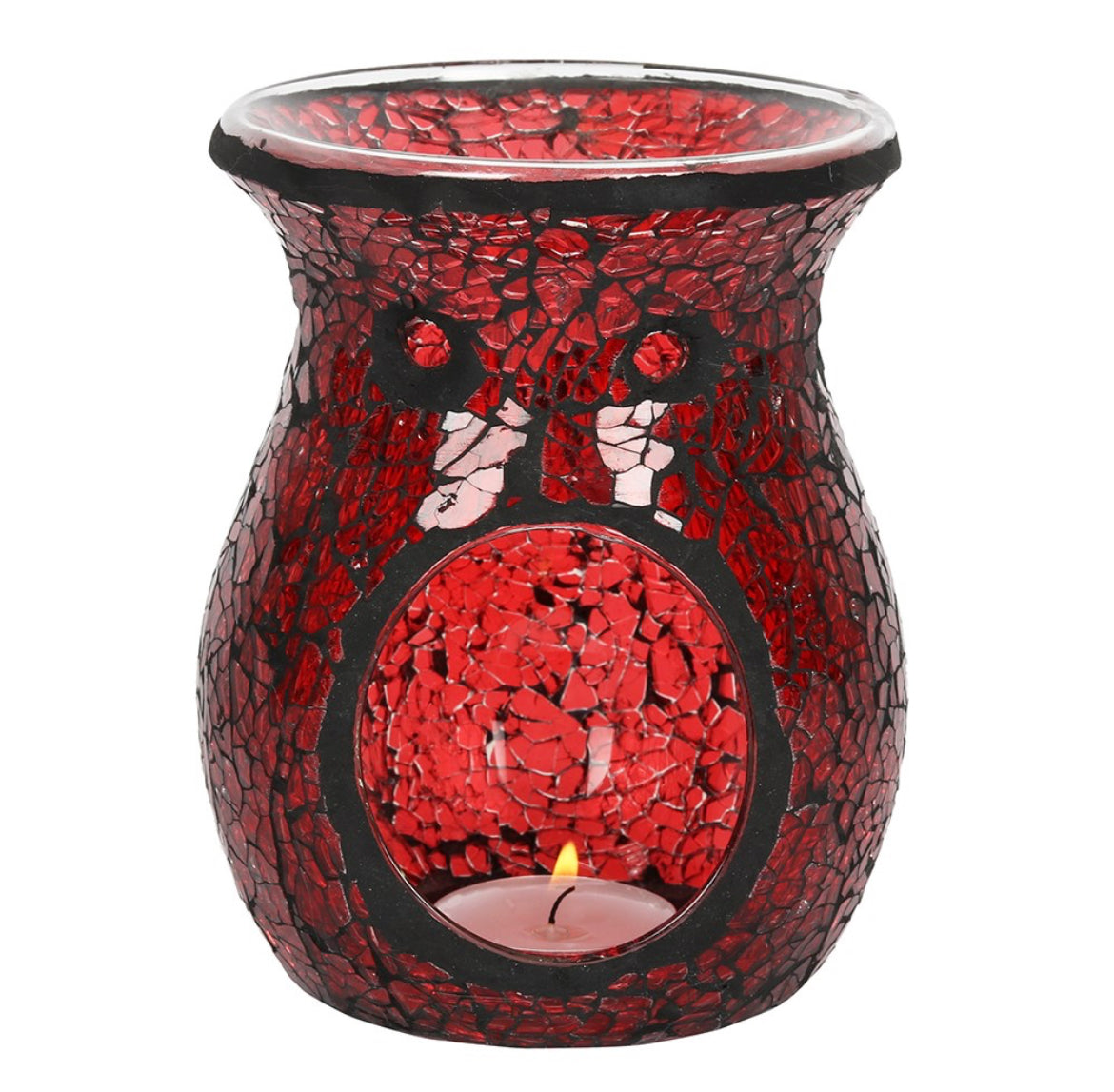 Large red crackle glass burner