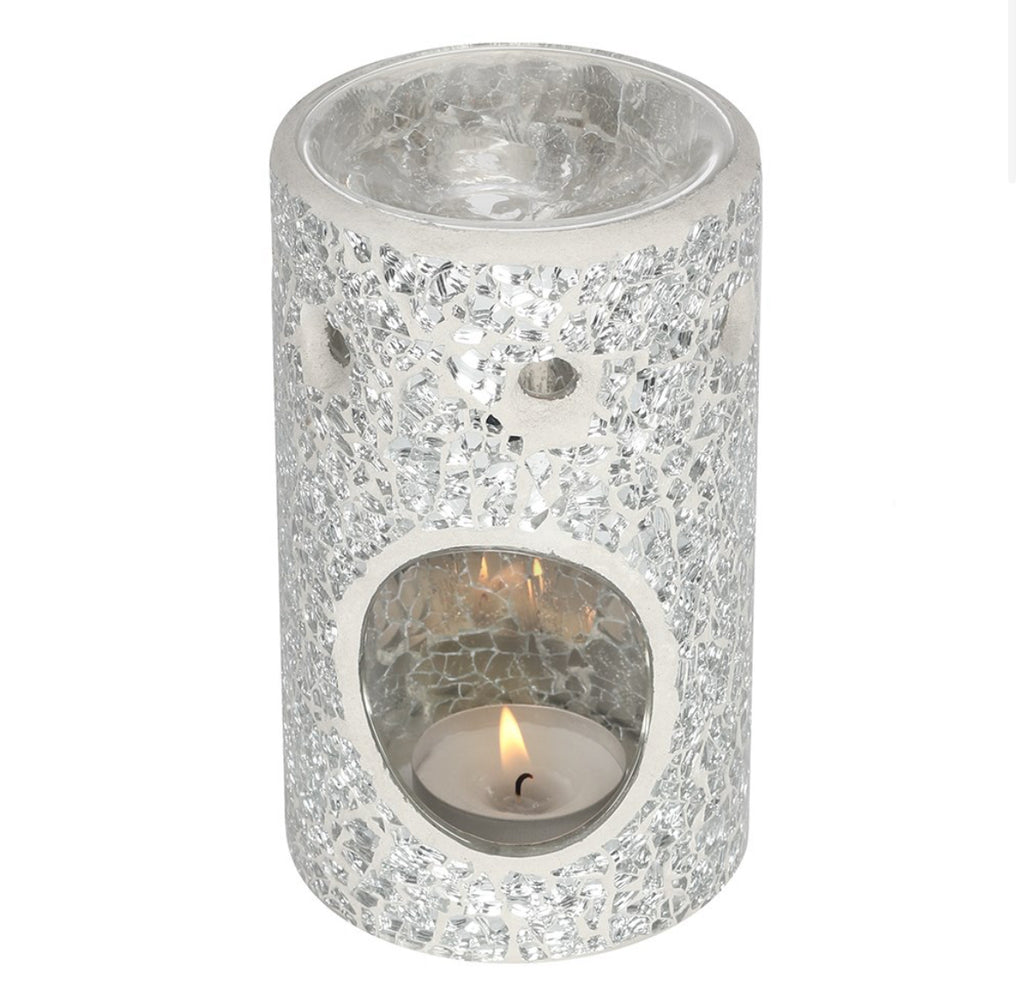 Silver Pillar crackle glass burner