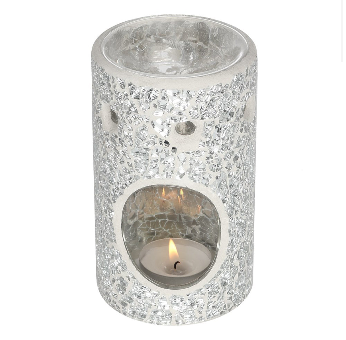 Silver Pillar crackle glass burner