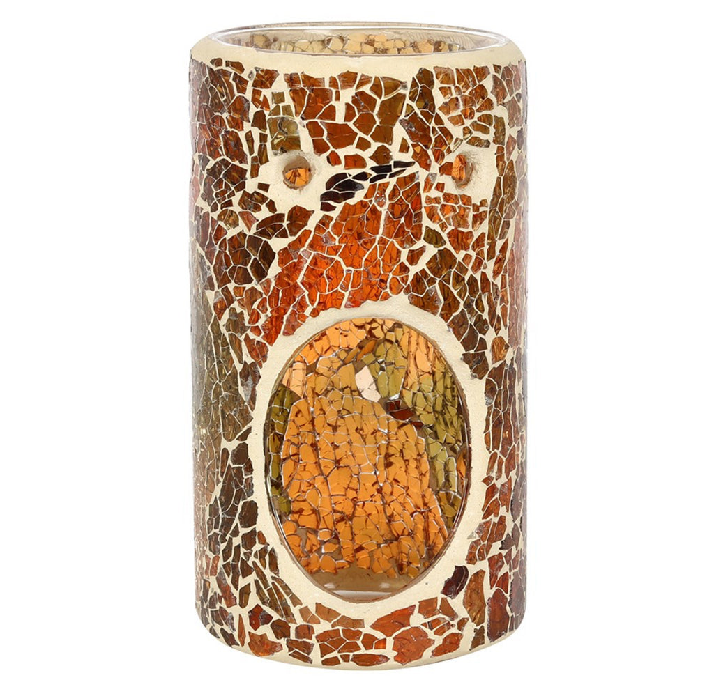 Pillar brown crackle glass burner