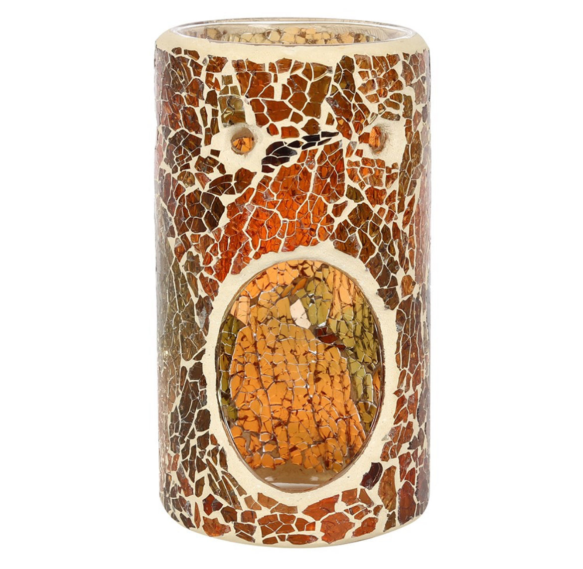 Pillar brown crackle glass burner