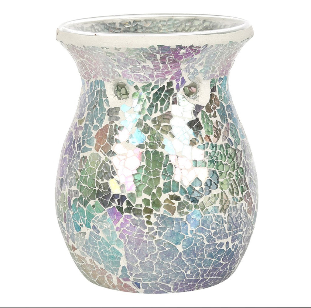 Large light blue iridescent crackle burner
