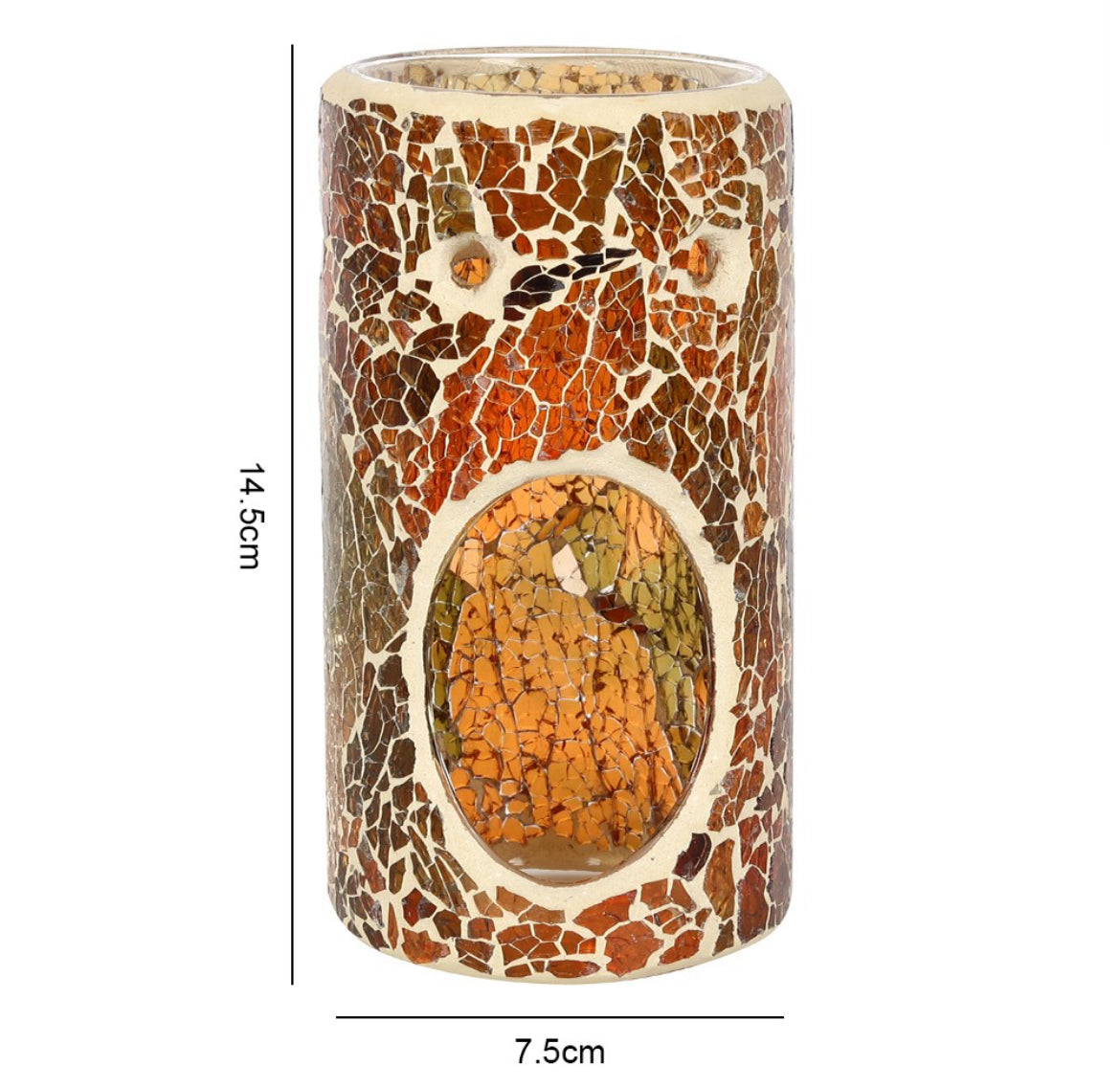 Pillar brown crackle glass burner