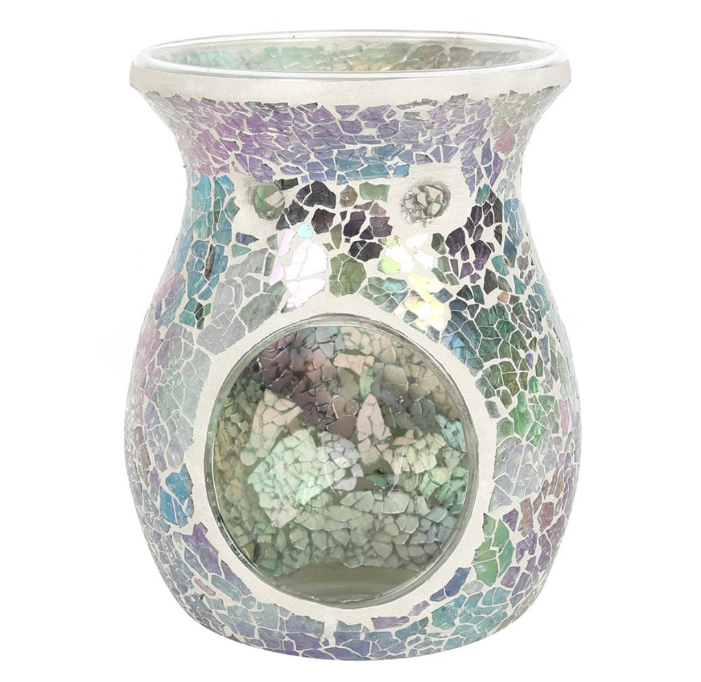 Large light blue iridescent crackle burner