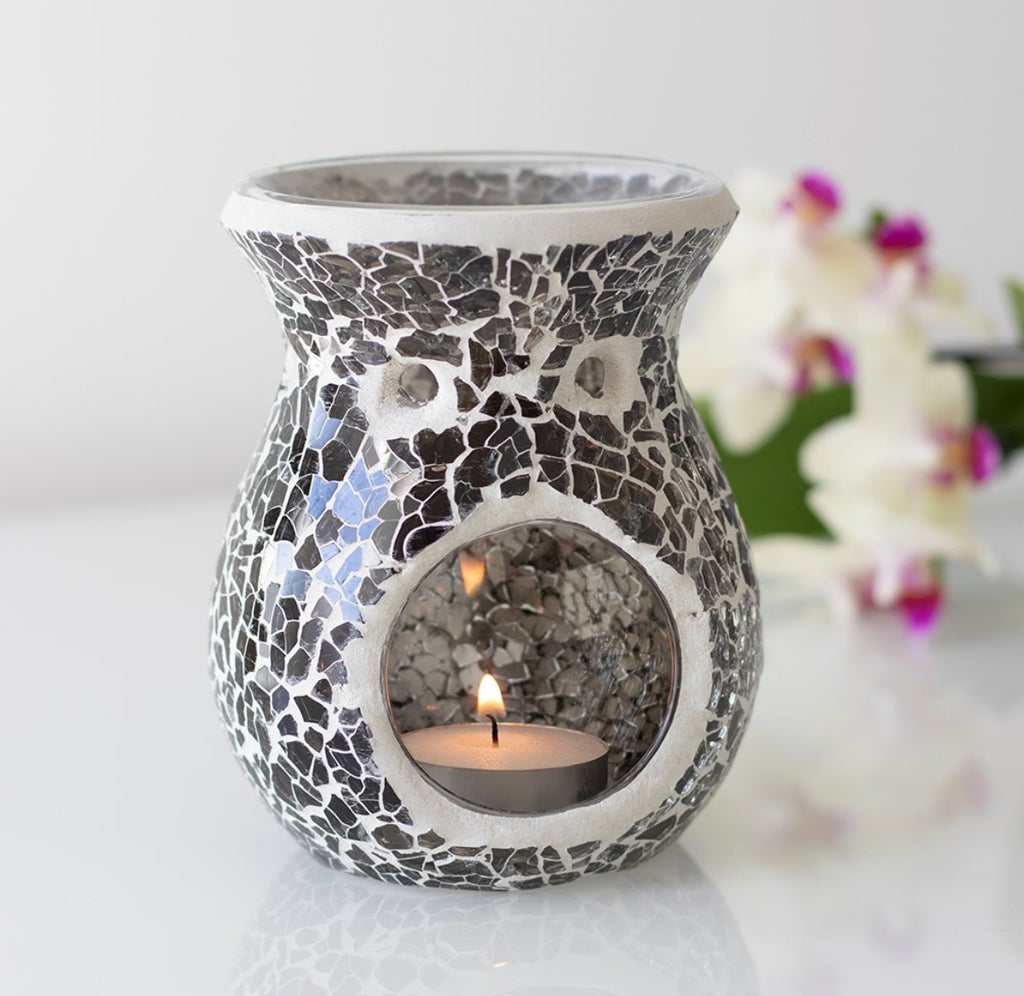 Small gunmetal grey crackle burner
