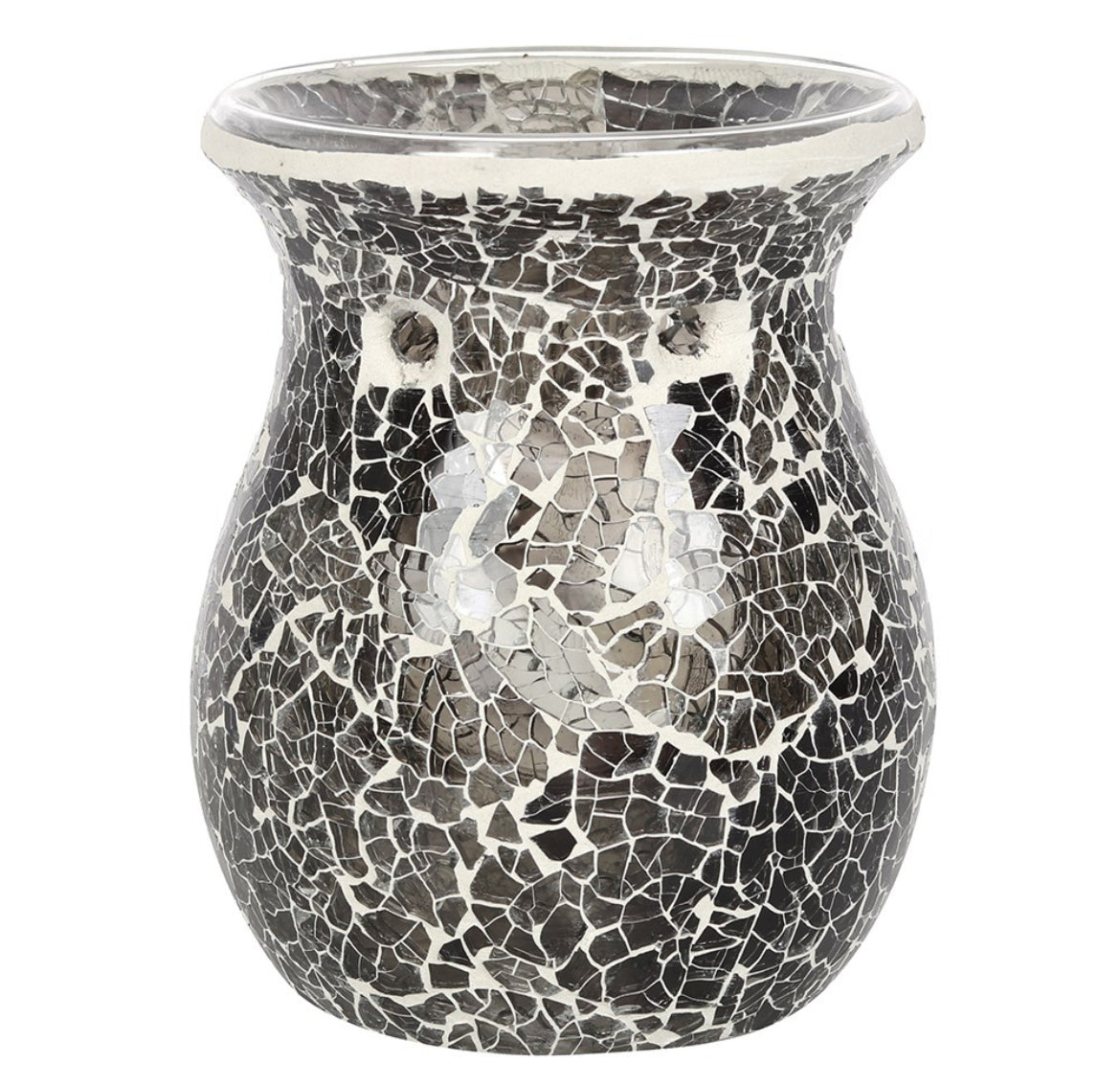Large gunmetal grey crackle burner
