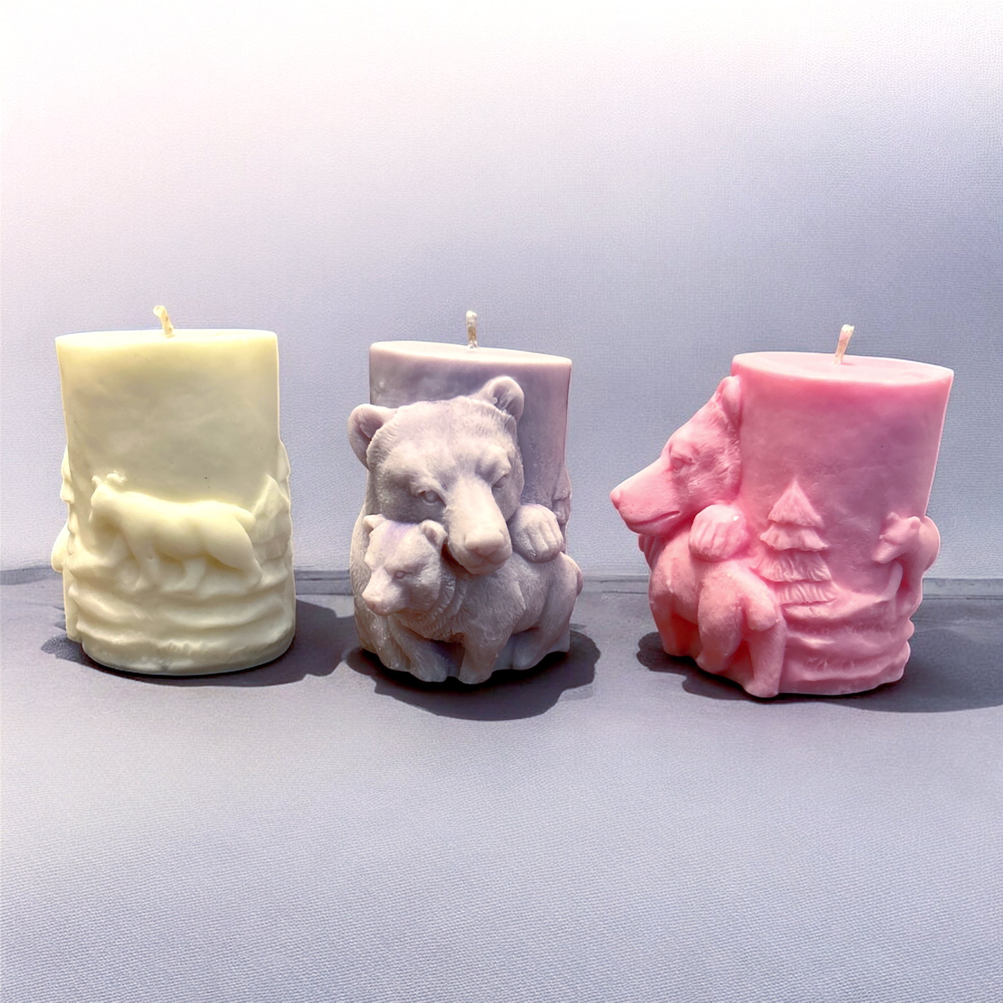 3D Vintage Bear with Cub candle