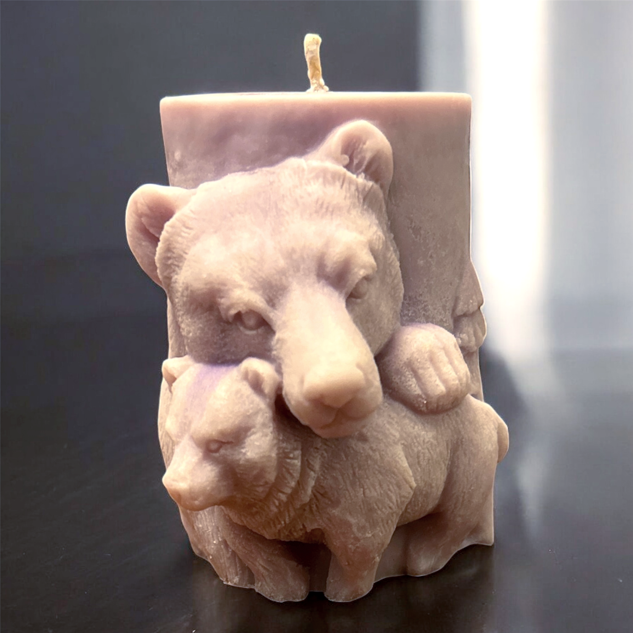 3D Vintage Bear with Cub candle