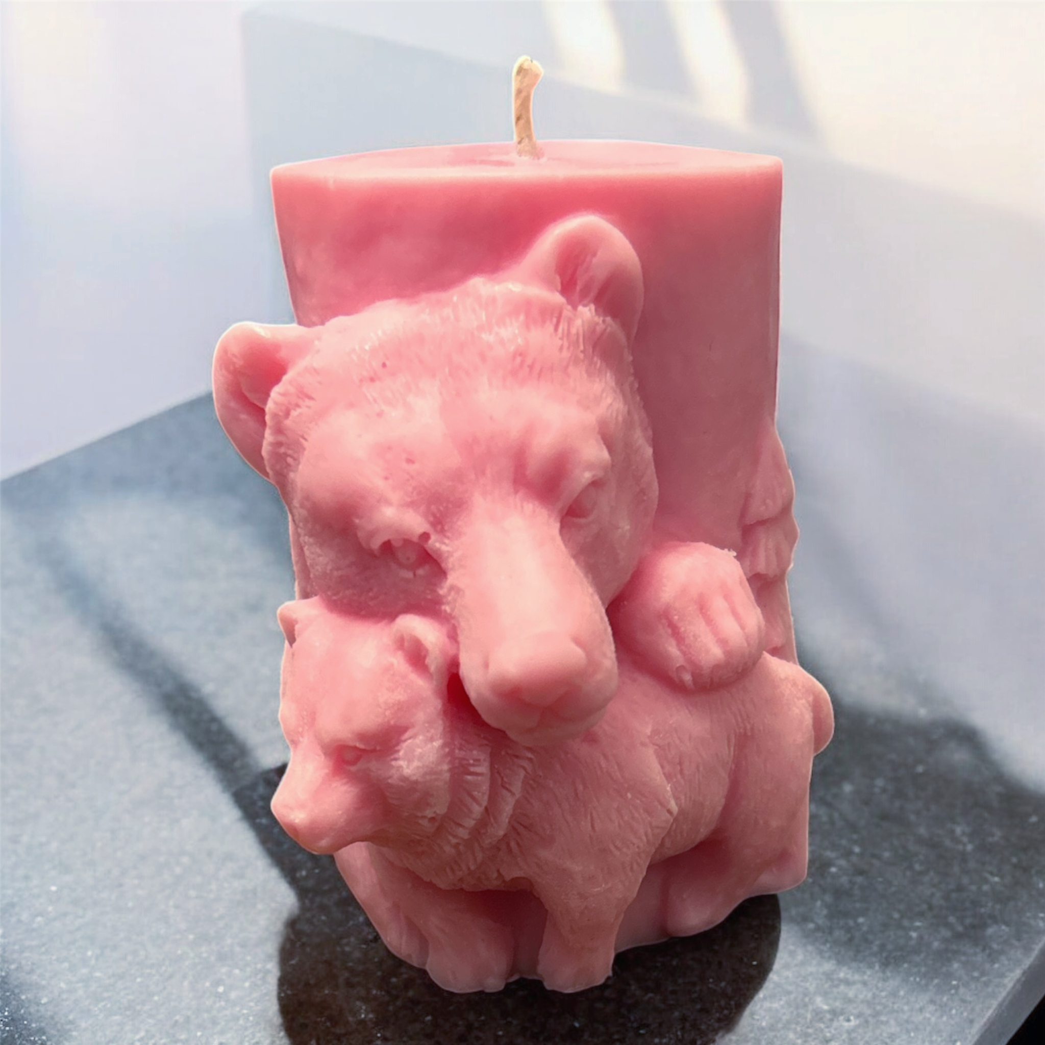3D Vintage Bear with Cub candle