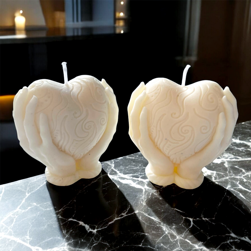 Heart in hands candle