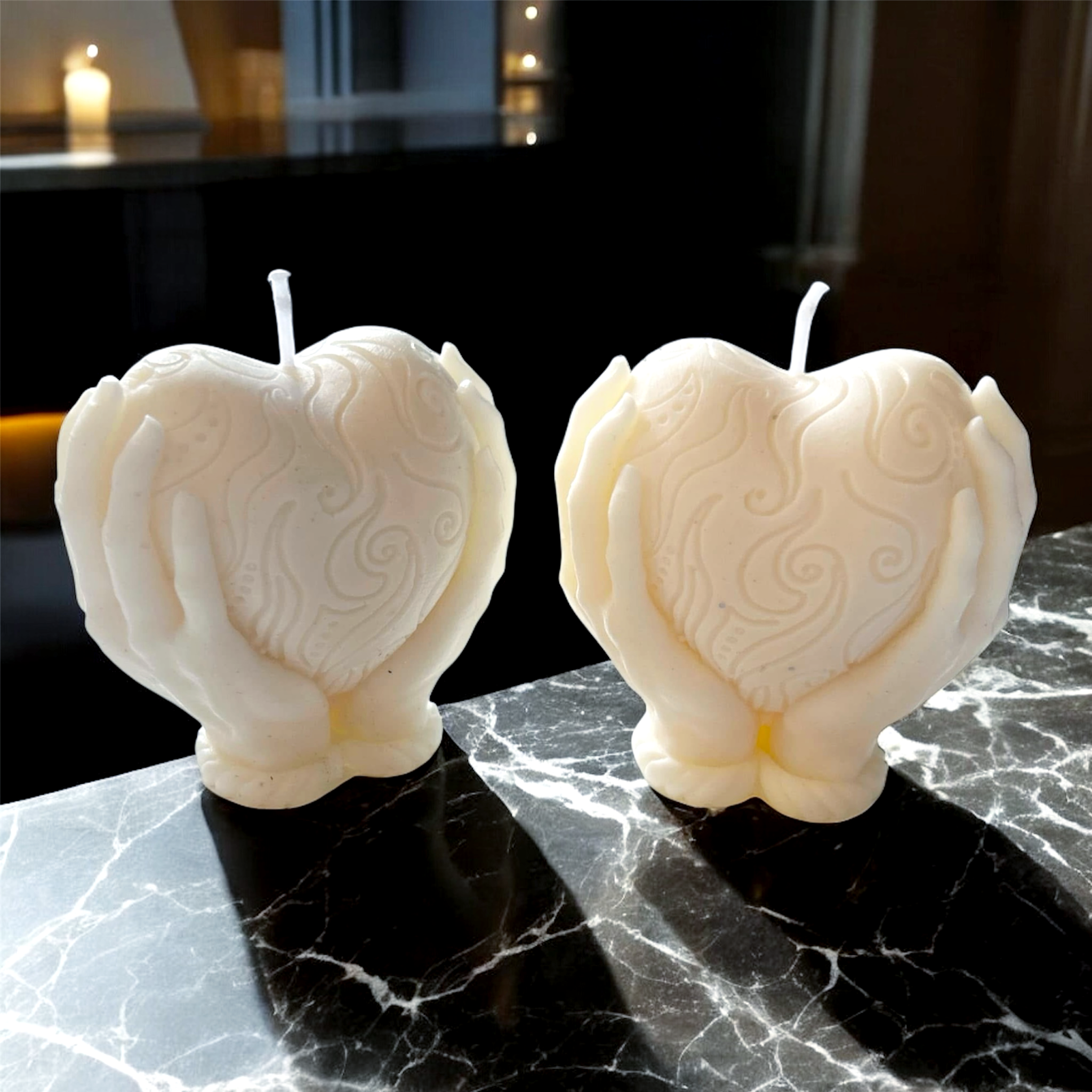 Heart in hands candle