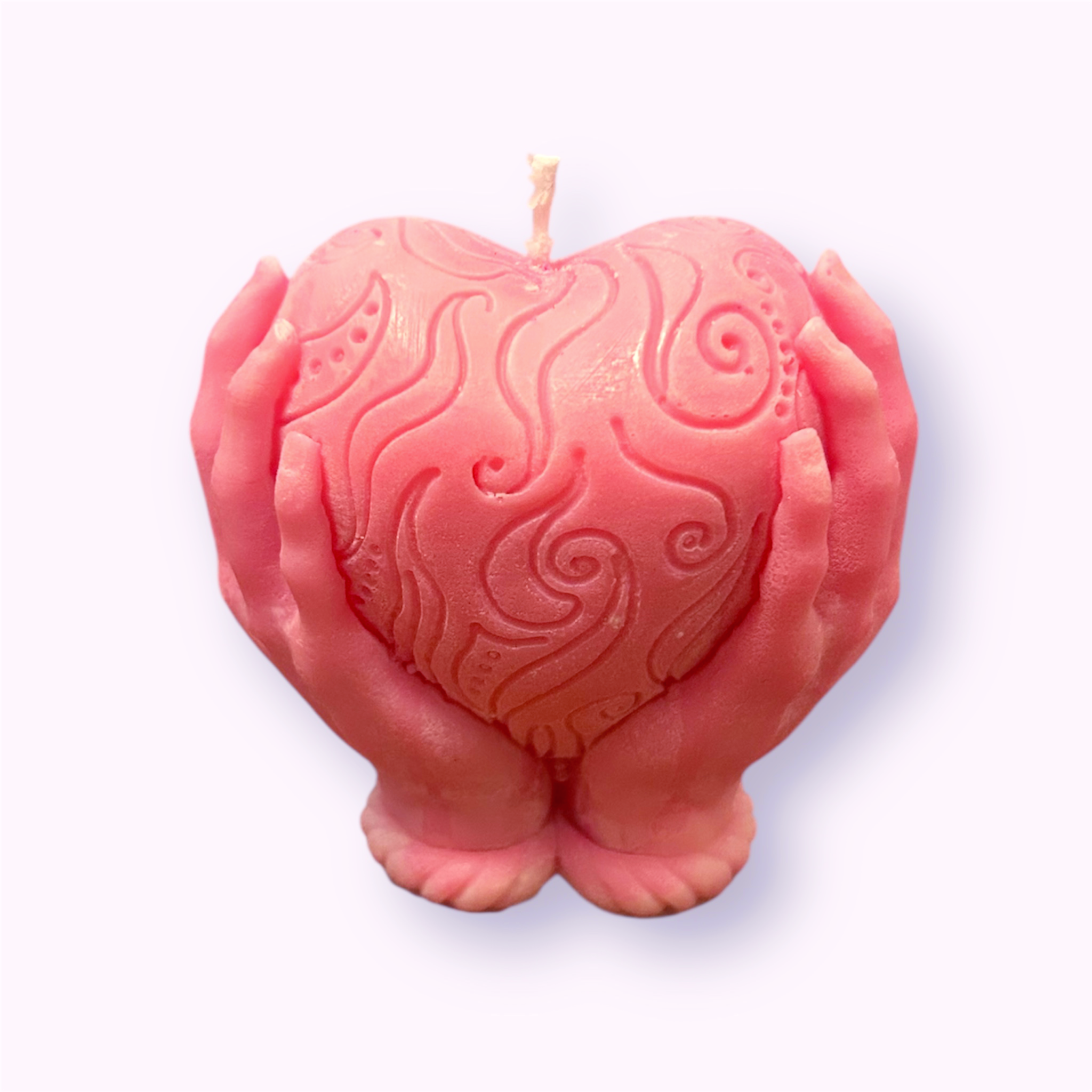 Heart in hands candle