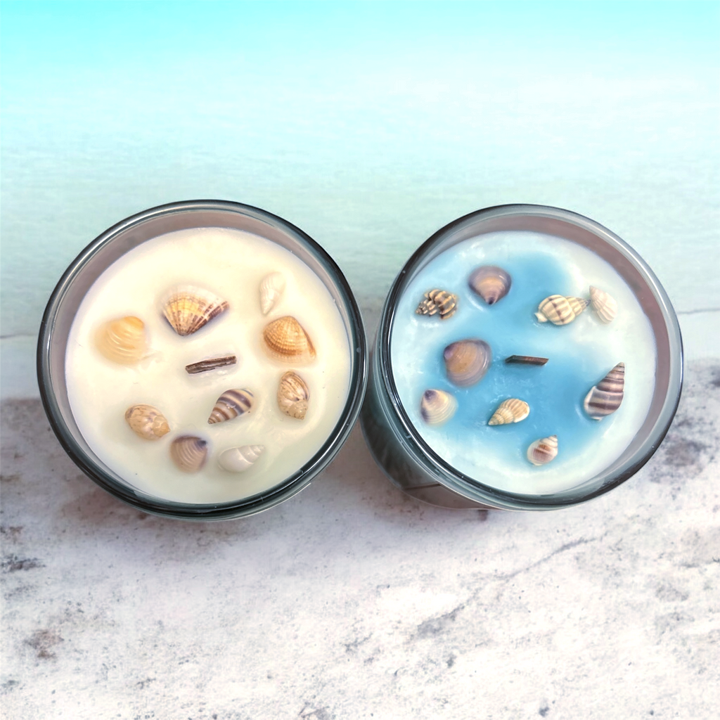 Luxury Couple Candle Gift Set – Sea God & Sea Goddess 30cl Soy Candles with Seashells