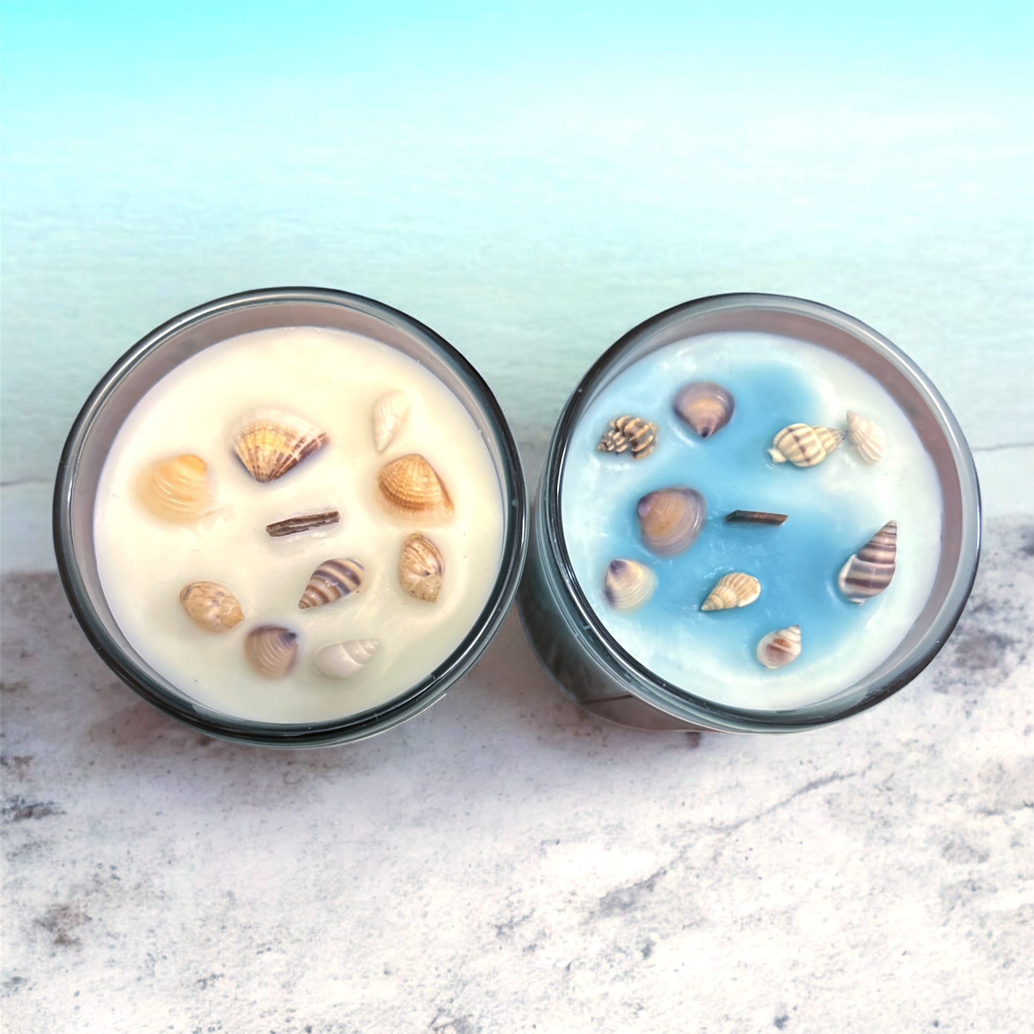 Luxury Couple Candle Gift Set – Sea God & Sea Goddess 30cl Soy Candles with Seashells