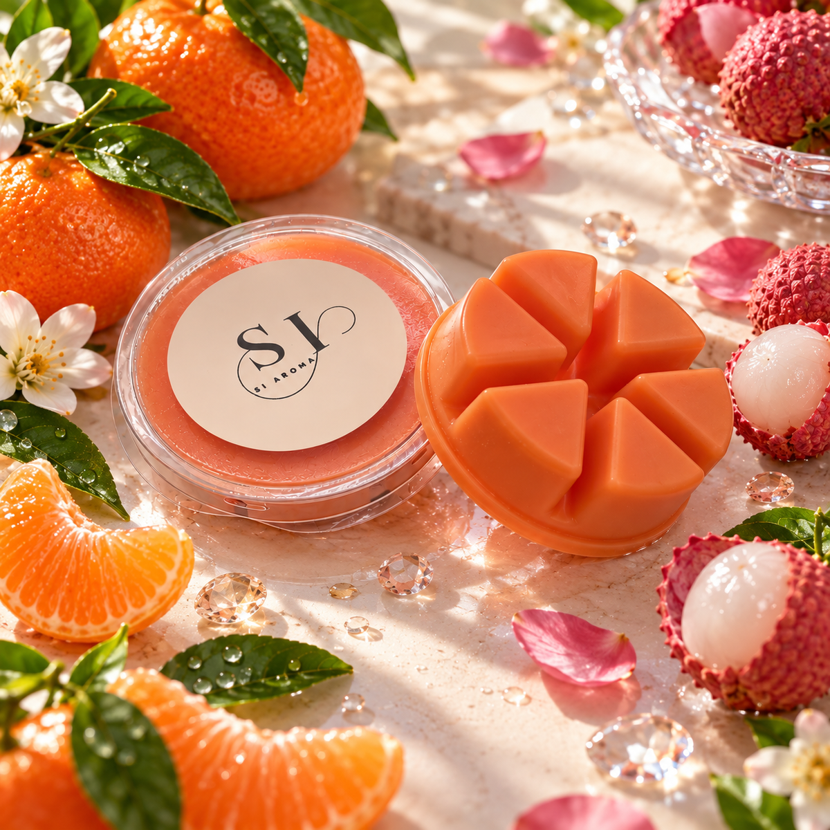 Tangerine & Lychee wax melt pot