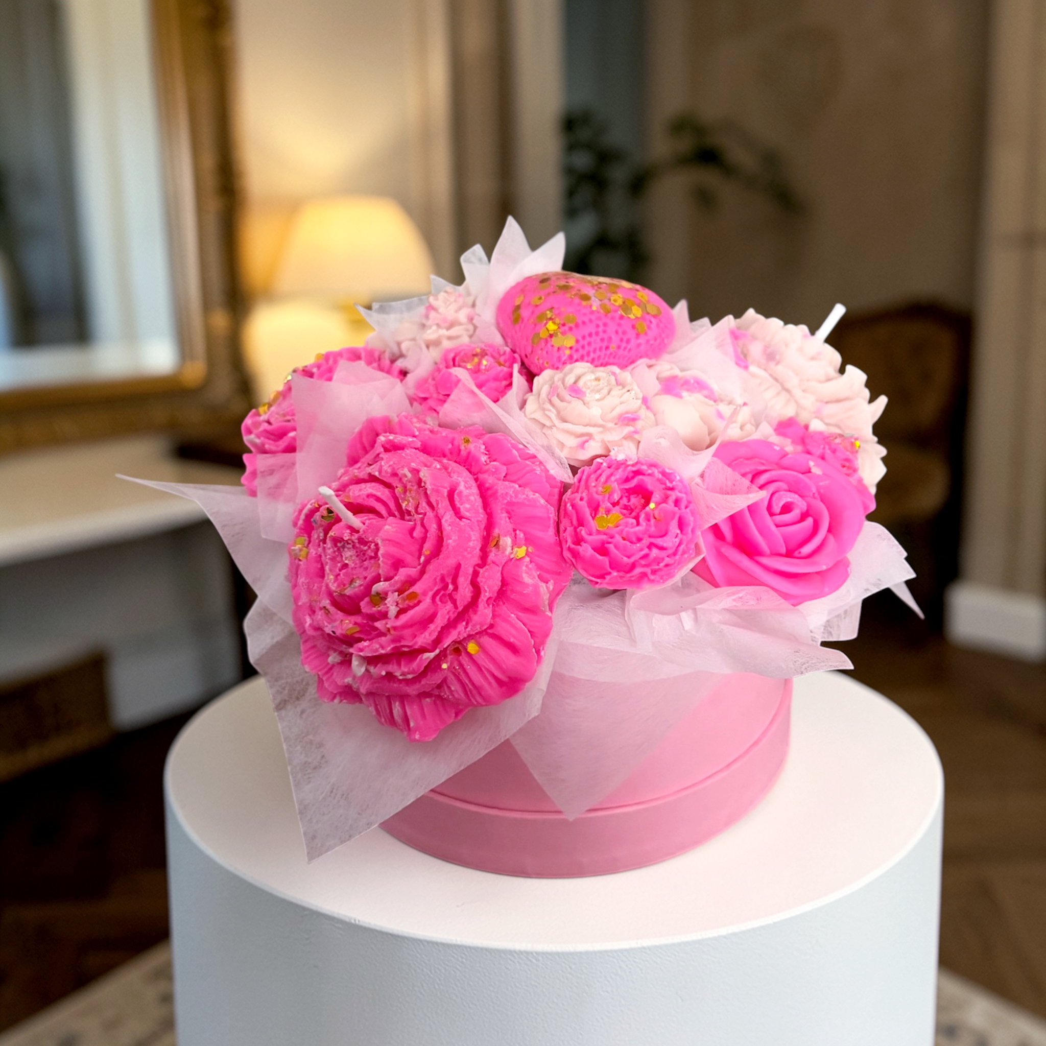 Pink Wax Melt Flower Bouquet Gift Box – Sour Patches & Exotic Fruit