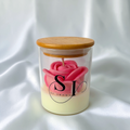 Natural Soy Wax Candle with Rose-Top Design
