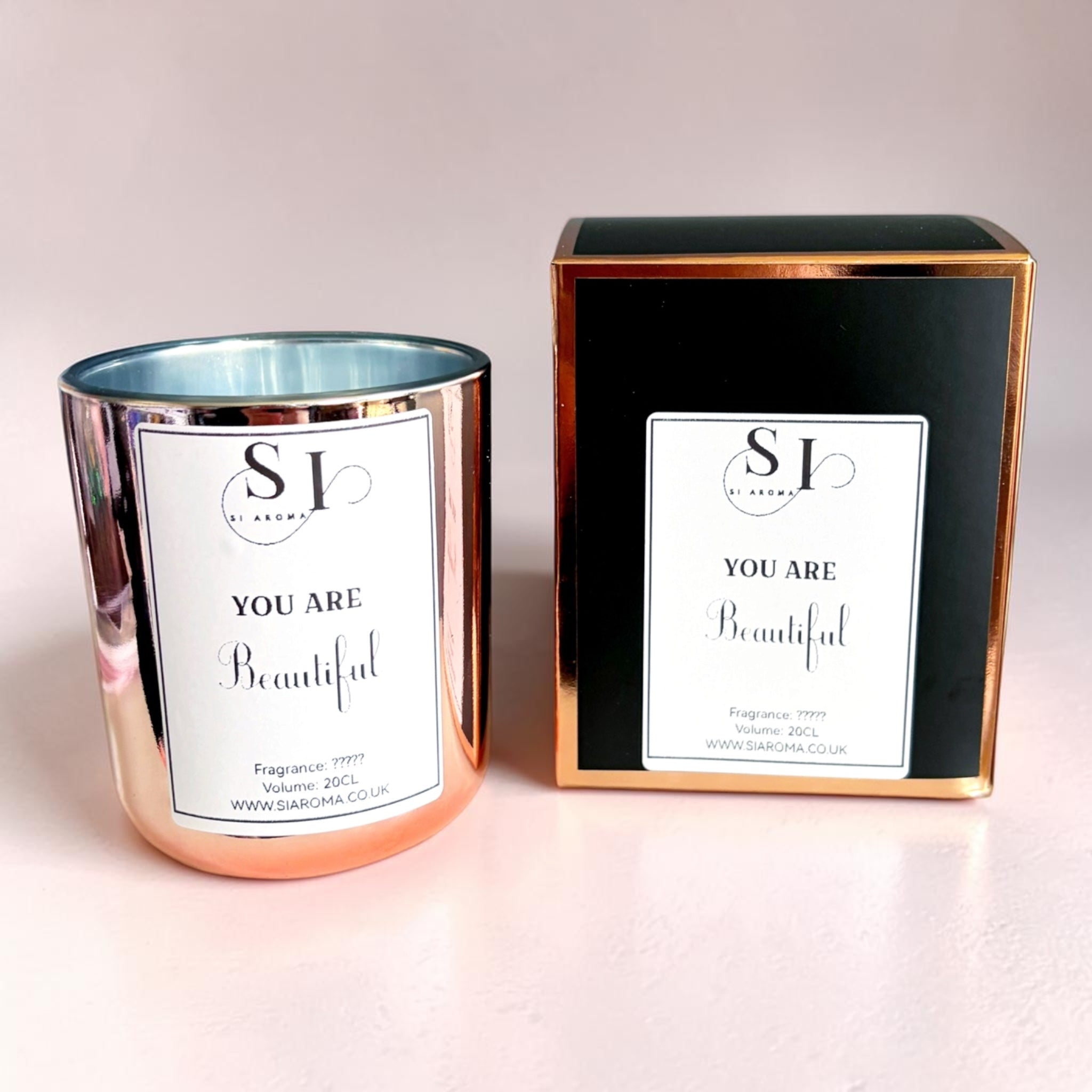 "You Are Beautiful" Message Candle – Rose Gold 20cl Soy Wax Candle