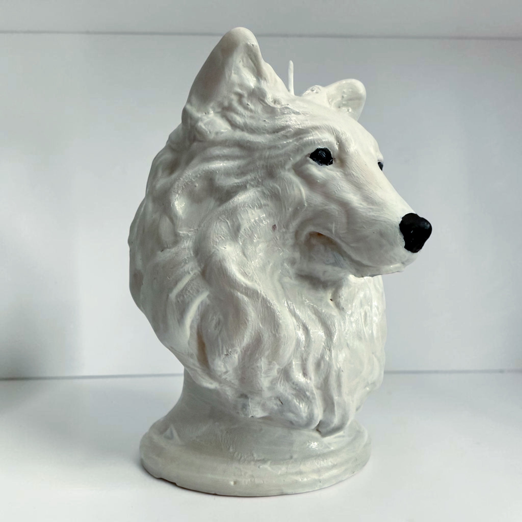 White Swiss Shepherd decorative candle