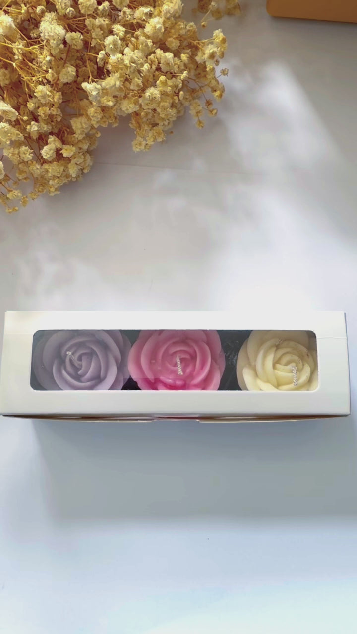 Set of 3 rose candles